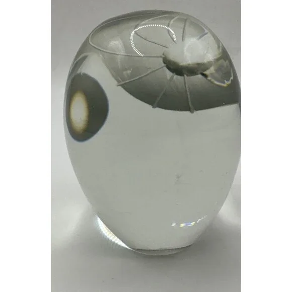 OWL PAPERWEIGHT CLEAR GLASS Cut ETCHED FACE VINTAGE GLASS - Picture 5 of 6